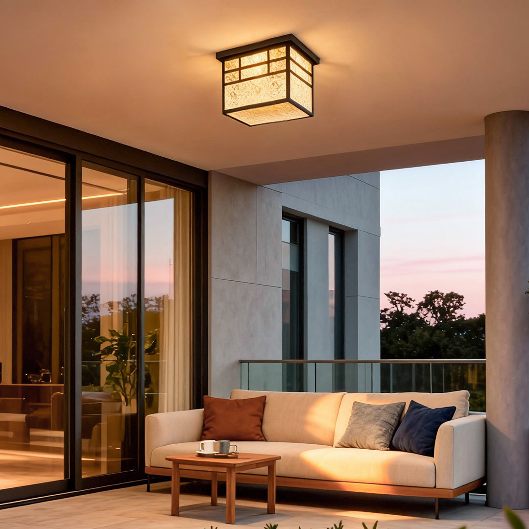 Aurelia Square Flush Mount Ceiling Light in Stainless Steel and Glass
