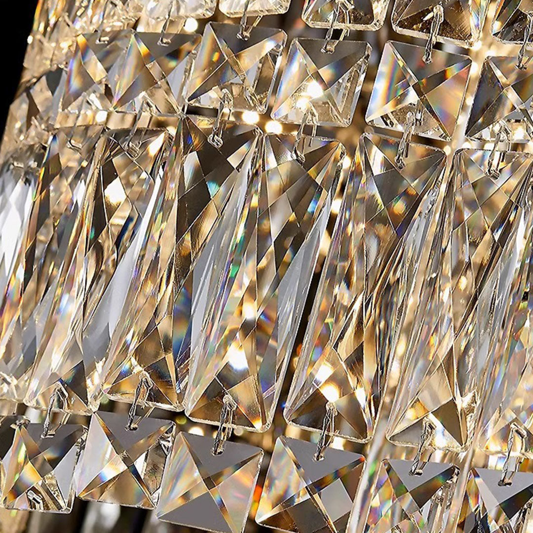 Modern Crystal Chandelier with LED Lighting, Stainless Steel Frame, Dimmable