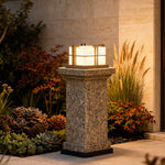 Modern Pillar Light Outdoor Stainless Steel Marble Courtyard Lamp