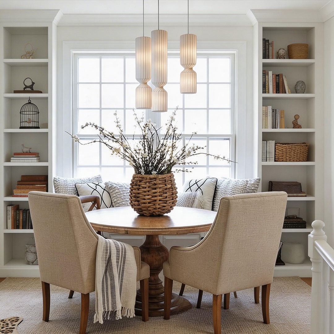 Cylinder Silk Pendant Light with Wabi-Sabi Elegance