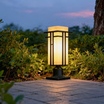 Retro Black Aluminum Bollard Path Lights with Frosted Glass for Garden Walkways