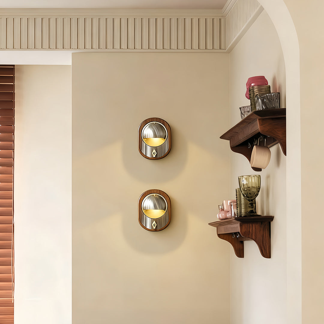 Artisan Wooden Wall Sconce with Brass Accents – Vintage Medieval Design
