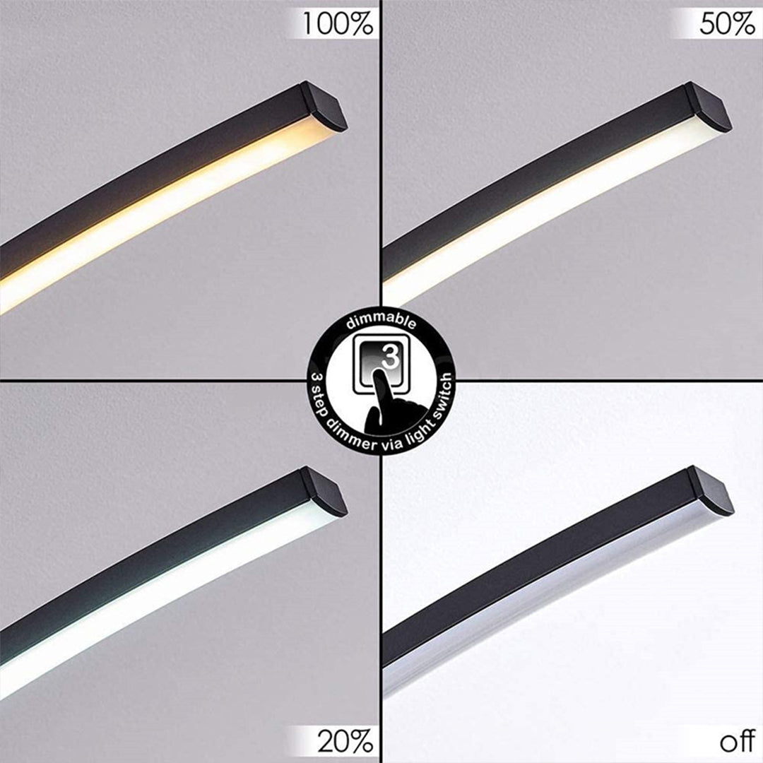 Aurelia Three-Arc LED Semi Flush Mount Ceiling Light in Black
