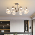 Sputnik Semi Flush Ceiling Light in Sand Nickel with Glass Shades