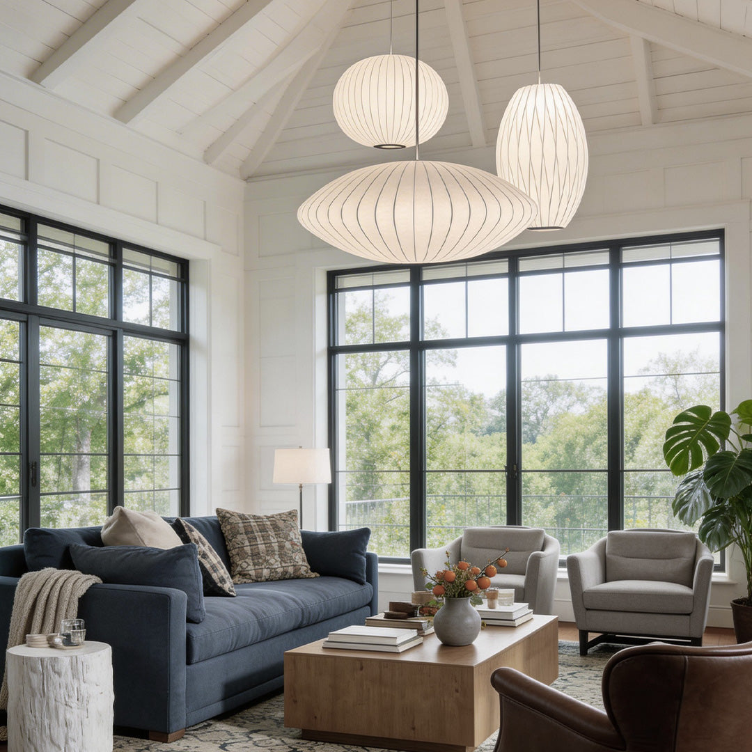 French Silk LED Pendant Light with Adjustable Cord for Modern Interiors