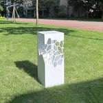 Modern White Outdoor Bollard Light with Hollow Pattern, IP65 Waterproof LED Landscape Lighting