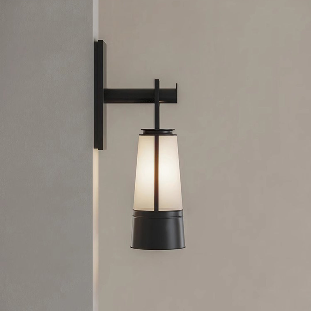 Modern Black LED Wall Sconce with Glass Shade for Bedroom Reading