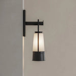 Modern Black LED Wall Sconce with Glass Shade for Bedroom Reading