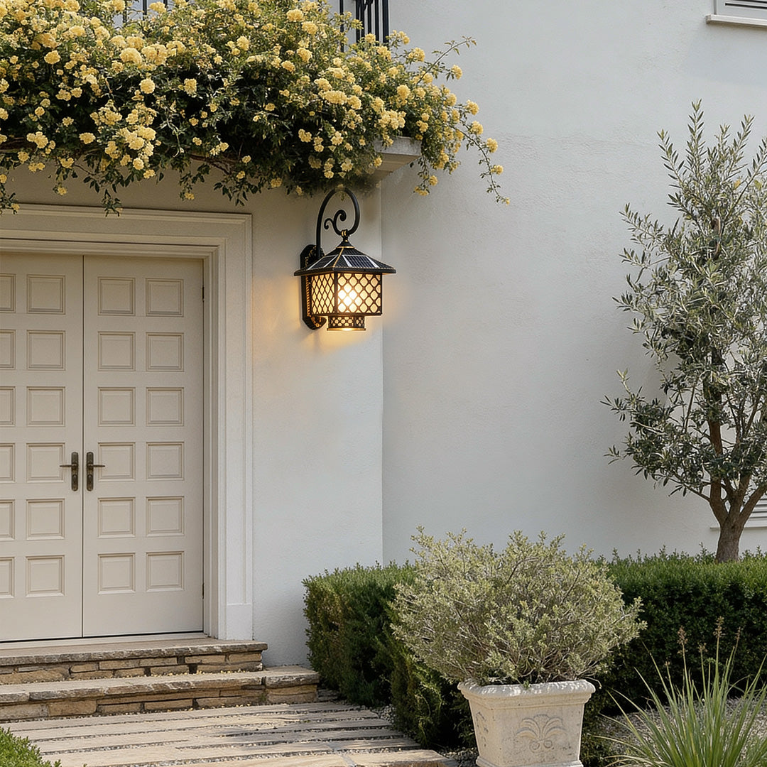 European Solar Wall Sconce with Diamond Glass Shade in Copper
