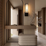 Rectangular Copper Wall Sconce with Cloud Stone Shade