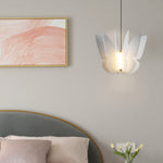 Nordic White Pendant Light with PE Shade and LED Warm Glow