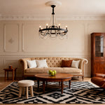 French Pearl Wrought Iron Chandelier with Adjustable Chain
