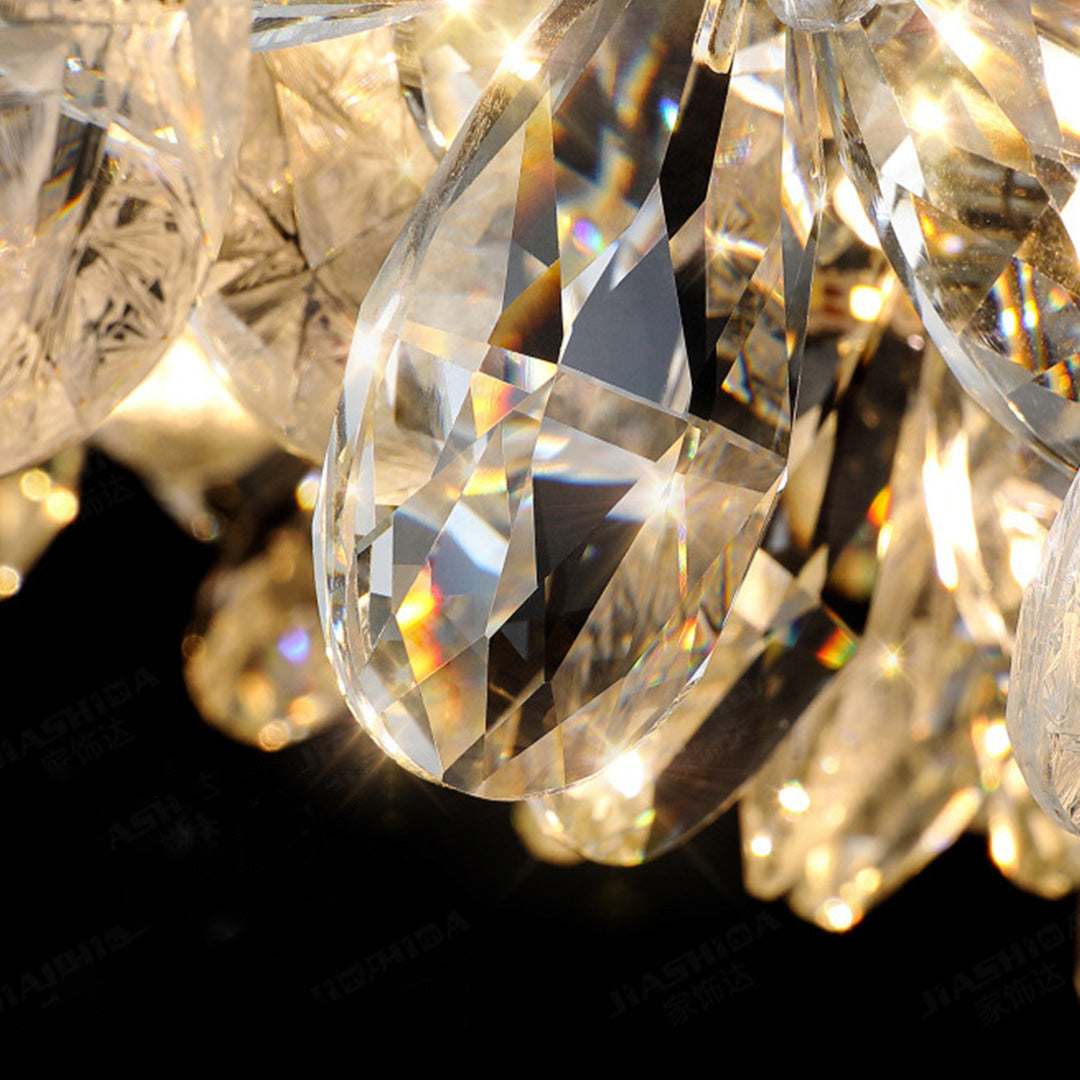 French Crystal Flower Chandelier for Dining Room, Modern LED Pendant Light