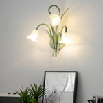 Botanical Bloom Wall Sconce in Sage Green Iron and Clear Glass