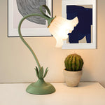Vintage French Green Floral Table Lamp with Twistable Acrylic Shade
