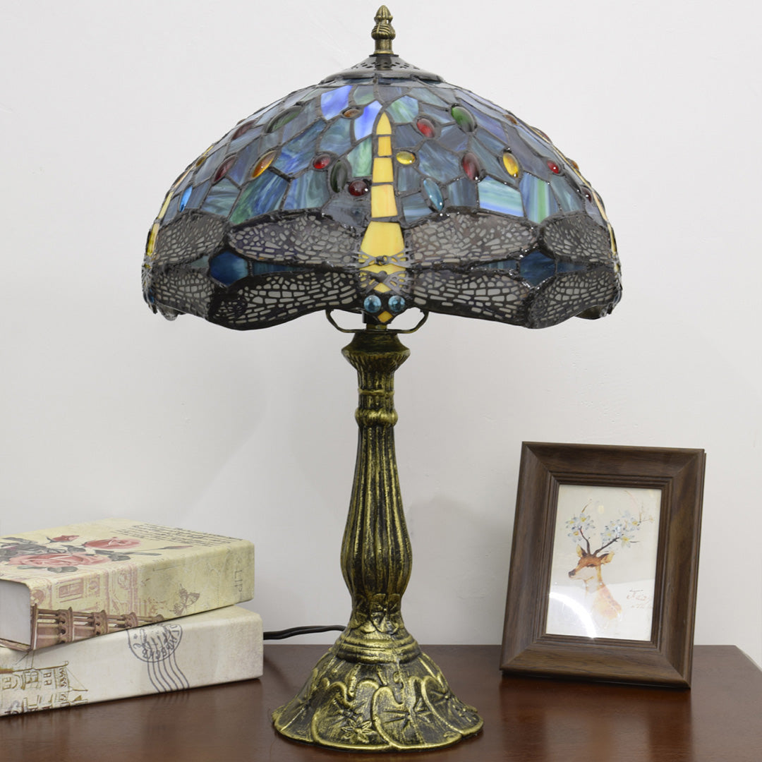Vintage Brass Pendant Light with Walnut Wood and Cracked Glass Shade