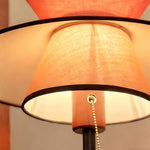 Vintage Ambient Floor Lamp with Pull Chain and Fabric Shade