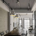 Industrial Glass Pendant Light with Adjustable Chain, Vintage Aluminum Ceiling Lamp