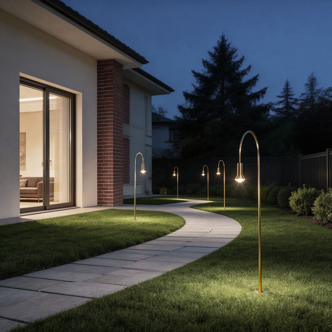 Modern LED Garden Path Lights in Gold Aluminum for Outdoor Landscapes