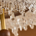 Walnut Teardrop Pendant Light with Acrylic Shade, Adjustable LED Hanging Lamp