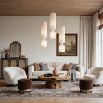 Cylinder Silk Pendant Light with Wabi-Sabi Elegance