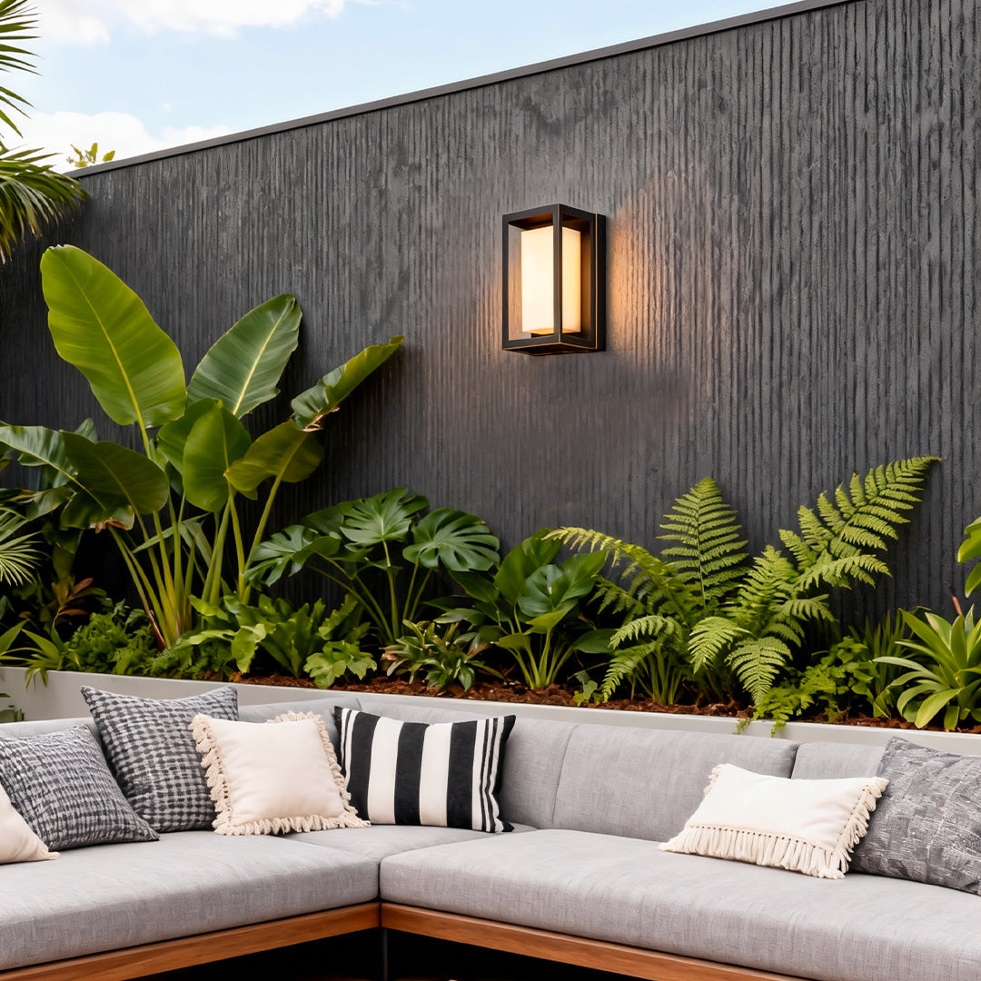 Aurelia Brass LED Outdoor Wall Sconce with Marble Accent