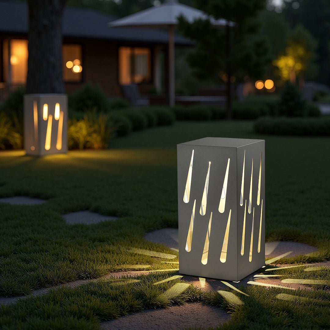 Modern Perforated Bollard Light for Outdoor Landscape Illumination