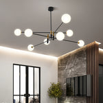 Nordic Branch Chandelier in Black and Gold Iron with Glass Shades
