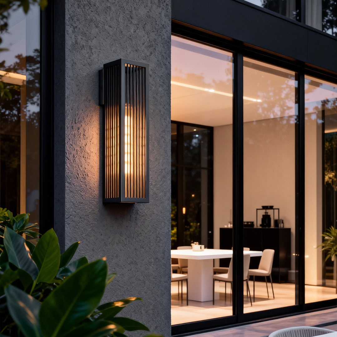 Modern Brass Outdoor Bollard Light with Clear Glass Shade