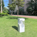 Modern White Outdoor Bollard Light with Hollow Pattern, IP65 Waterproof LED Landscape Lighting