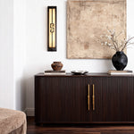 Marble Linear Wall Sconce with Brass Accents – Modern LED Lighting