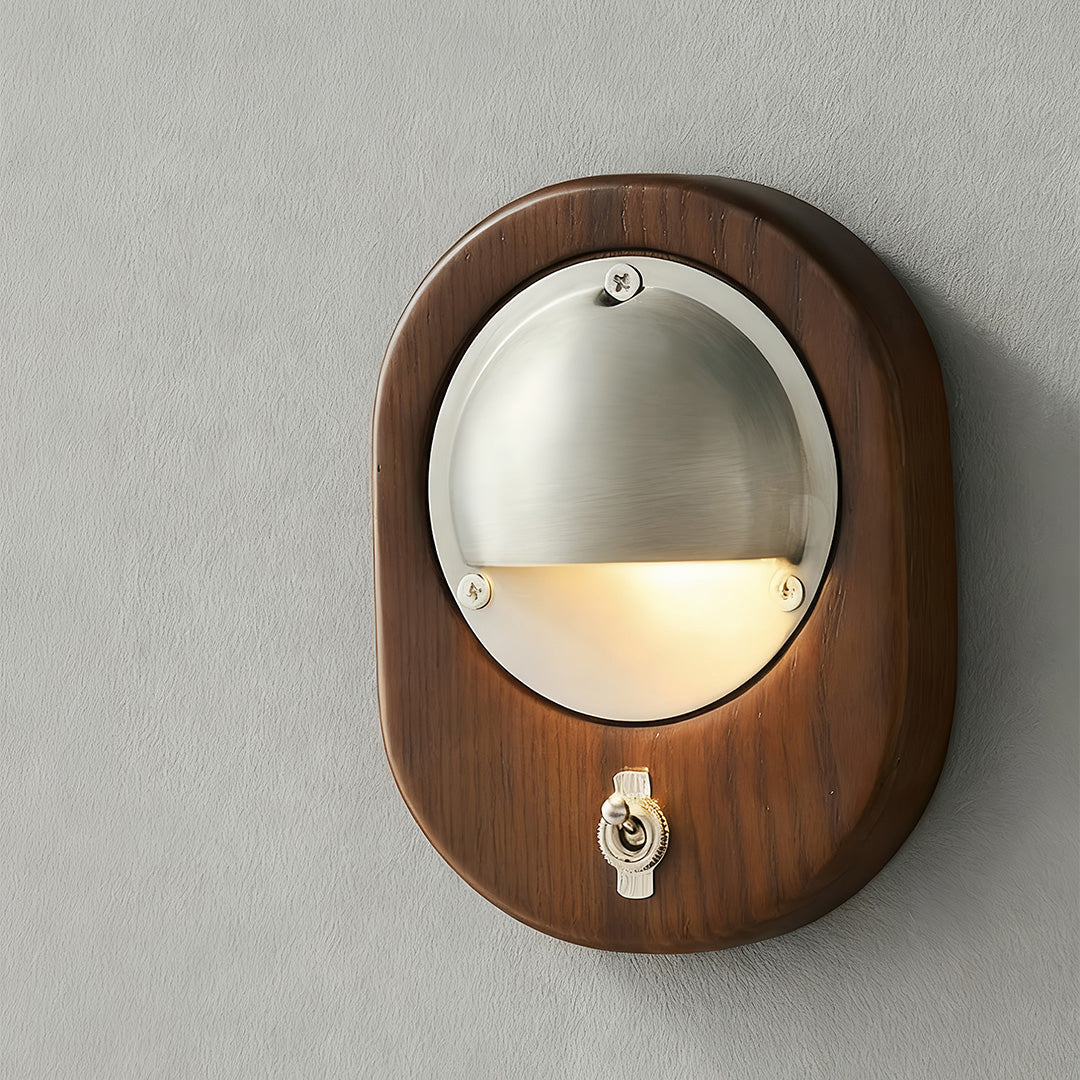 Artisan Wooden Wall Sconce with Brass Accents – Vintage Medieval Design