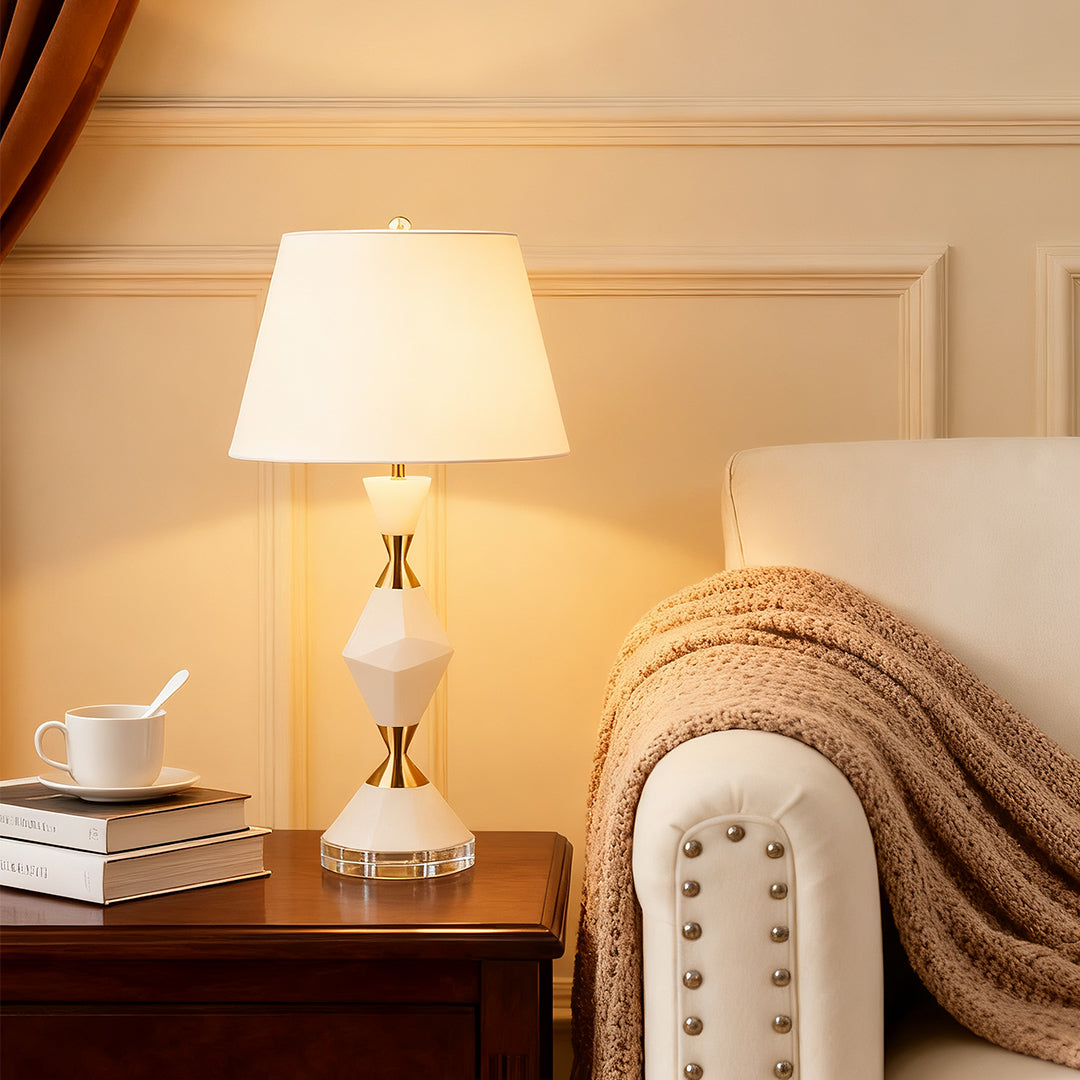 Marble Table Lamp with Gold Accents – Contemporary Designer Illumination