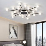 Lumière Flush Mount Ceiling Light in Glass and Iron, Modern Sputnik Design