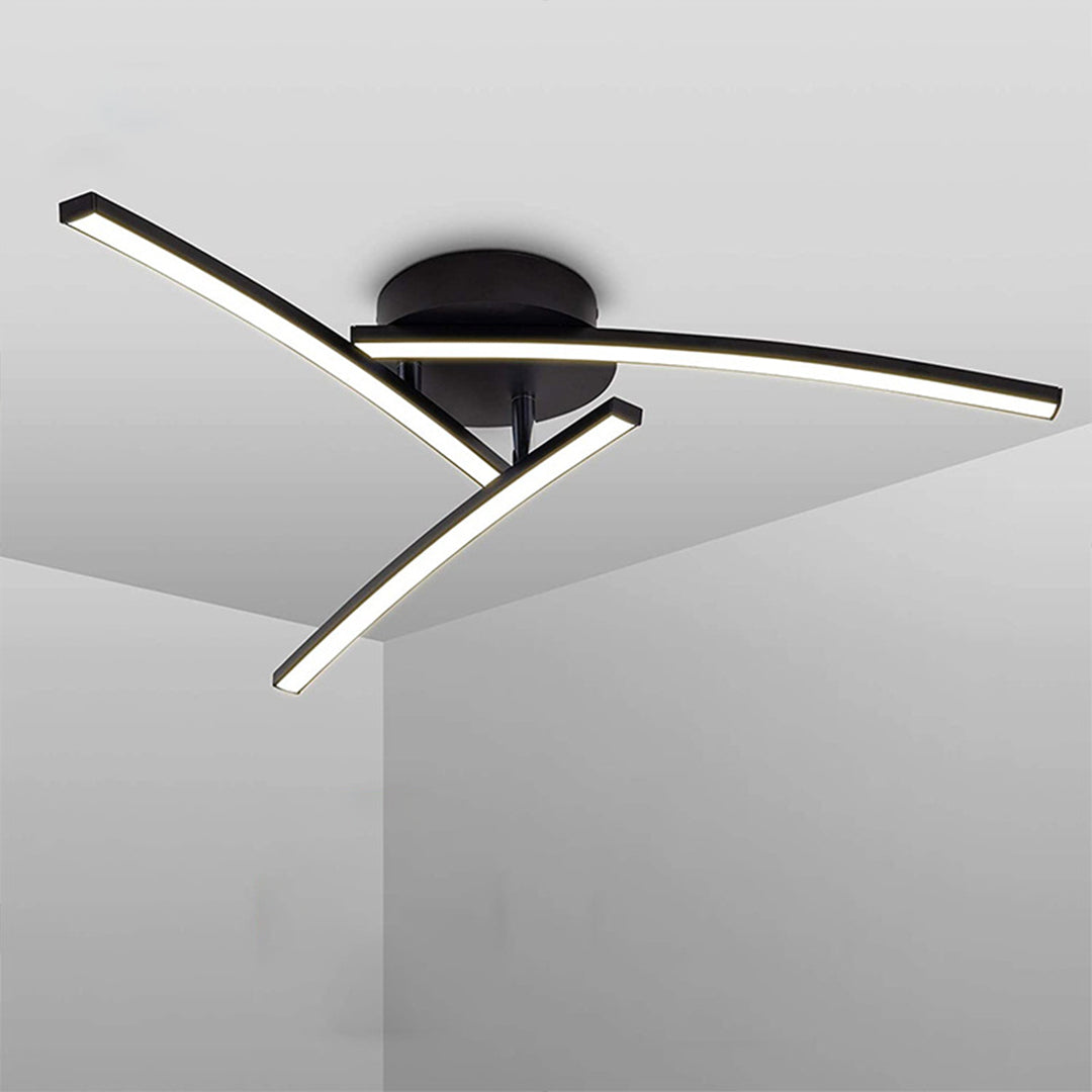 Aurelia Three-Arc LED Semi Flush Mount Ceiling Light in Black