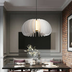 Nordic White Pendant Light with PE Shade and LED Warm Glow