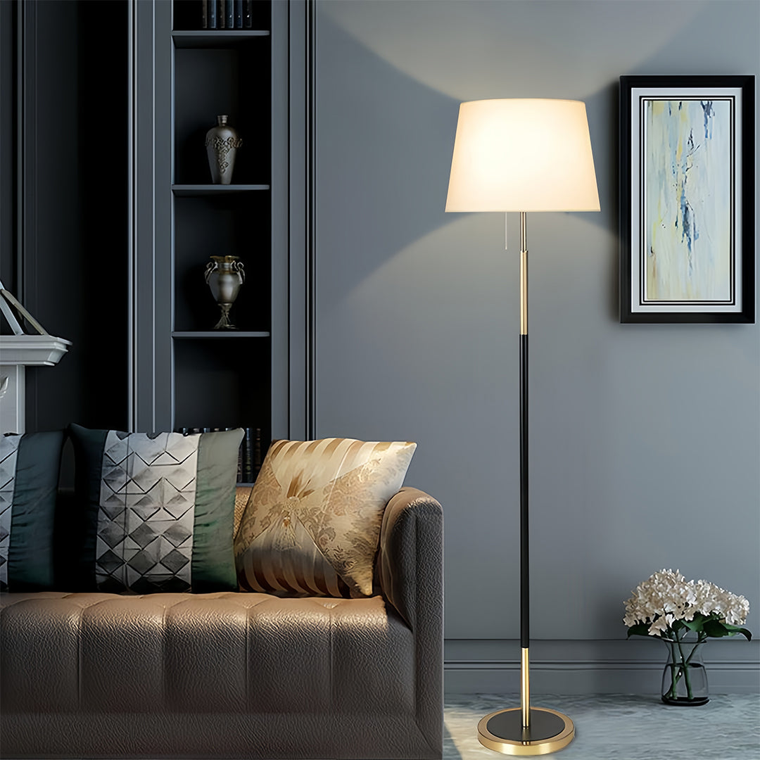 Wrought Iron Floor Lamp with Fabric Shade – Vintage Country Style