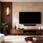 Full Copper Linear Wall Sconce with Natural Marble Shade