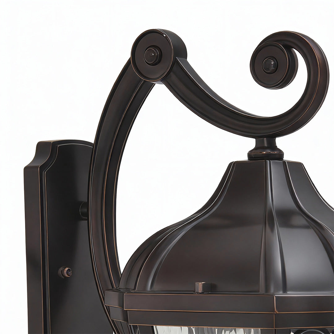 Vintage Outdoor Wall Sconce with Clear Glass Shade in Sand Black Aluminum
