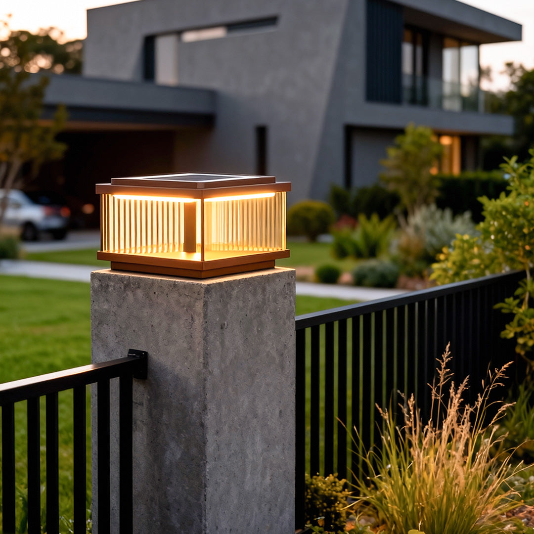 Square Pillar Post Lights for Courtyard and Fence, Black Aluminum LED