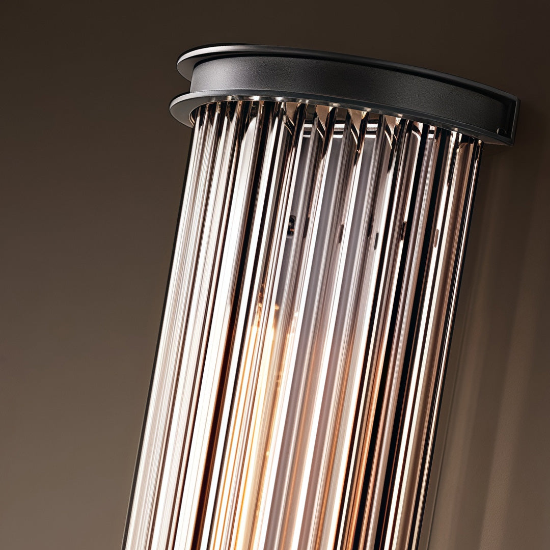 Aurelia Semi-Circular Glass Rod Wall Sconce in Matte Black