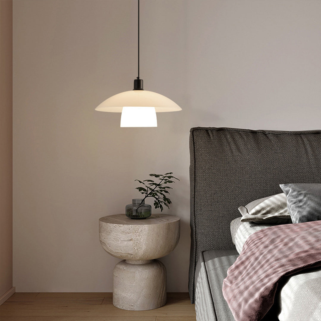 Opal Glass Pendant Light Wabi-Sabi Minimalist Hanging Lamp for Dining Room