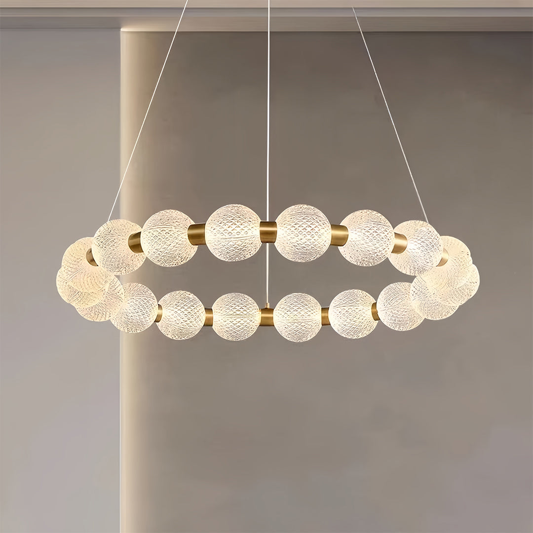 Aurelia Round Glass LED Chandelier for Modern Kitchen Island