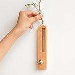 Minimalist Wooden Wall Sconce with Glass Vase and Wireless Magnetic Design