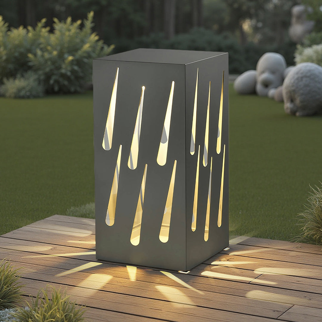 Modern Perforated Bollard Light for Outdoor Landscape Illumination