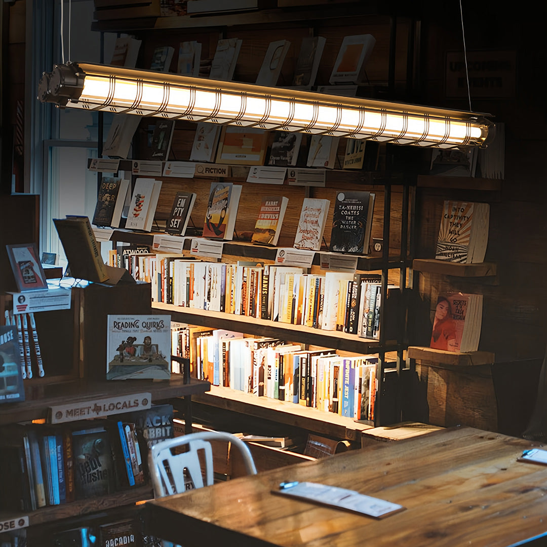 Linear LED Pendant Light with Vintage Industrial Design