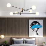 Nordic Branch Chandelier in Black and Gold Iron with Glass Shades