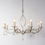 Crystal Candlestick Chandelier with Silver Iron Frame