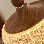 Walnut Teardrop Pendant Light with Acrylic Shade, Adjustable LED Hanging Lamp