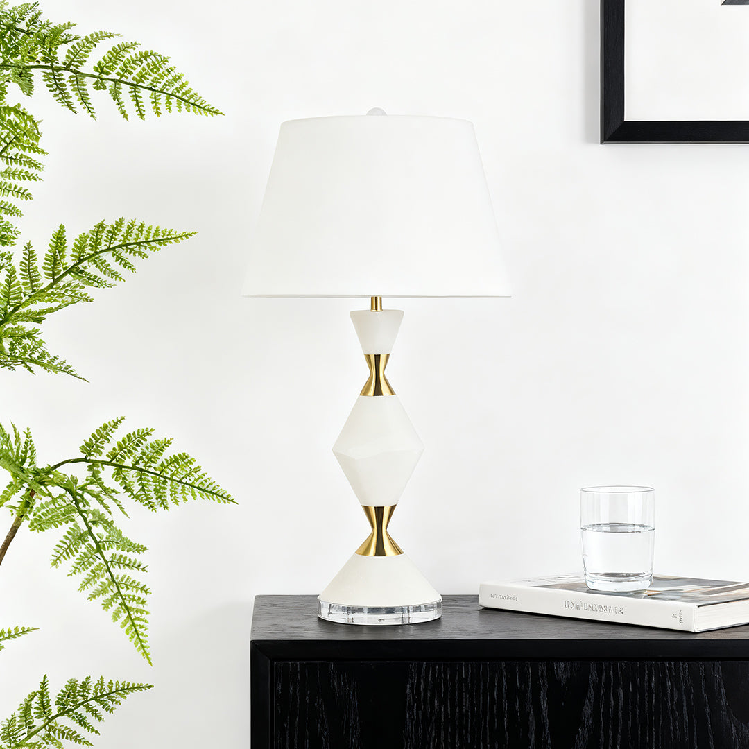 Marble Table Lamp with Gold Accents – Contemporary Designer Illumination